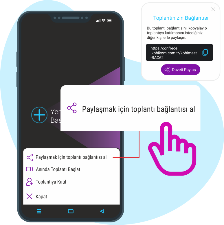 Çalışanlarınızı Toplantıya Davet Edin
  Toplantı Bağlantısını Kolaylıkla Paylaşın
        